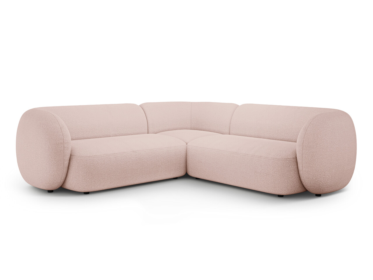 Coltar simetric 5 locuri, Kate, Micadoni Home, 252x252x76 cm, tesatura boucle, roz pudra Colțare